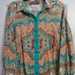 Fabulous turquoise and orange blouse